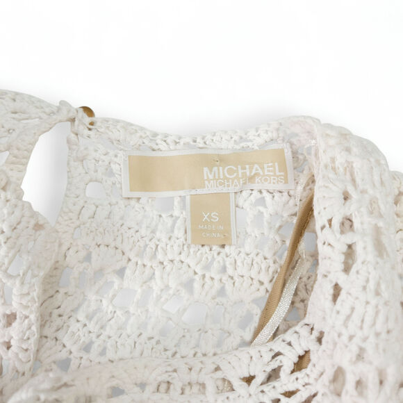 NWOT Michael Kors Crocheted White Bodycon Dress XS Cottagecore Old Money Boho - Picture 5 of 11